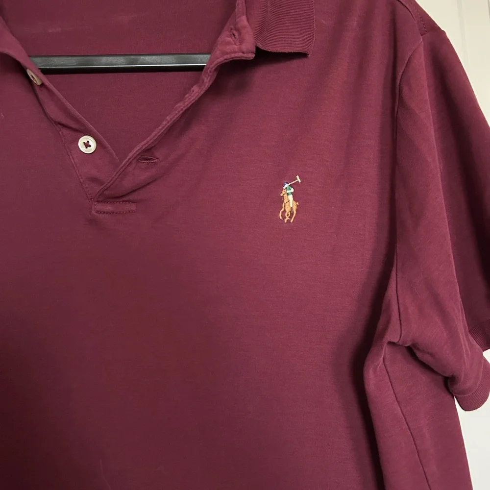 Ralph Lauren Men's Soft Touch Polo Shirt in Deep Burgundy with Gold Pony